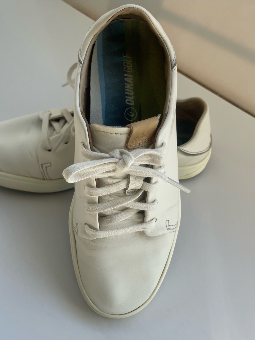 OluKAI Wailea Leather Golf Shoes Spikeless White Women's Size 6.5